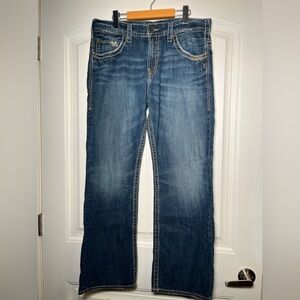 Silver “Gordie” jeans. Relaxed fit straight leg‎ loose hip and thigh mid rise